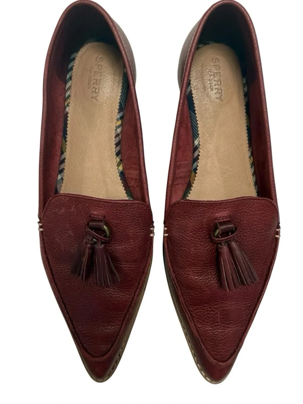 Sperry Saybrook Tassel Loafers Burgundy Leather Pointed Toe EUC Size 11
